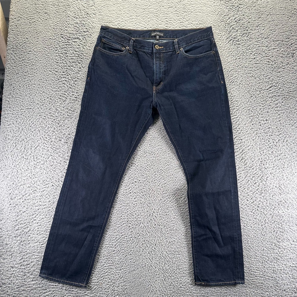 J.Crew Mercantile Jeans Mens 36x30 Blue Cotton Denim Straight Leg Faded Workwear